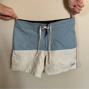Rhythm Blue and Cream Men Swim Board Shorts